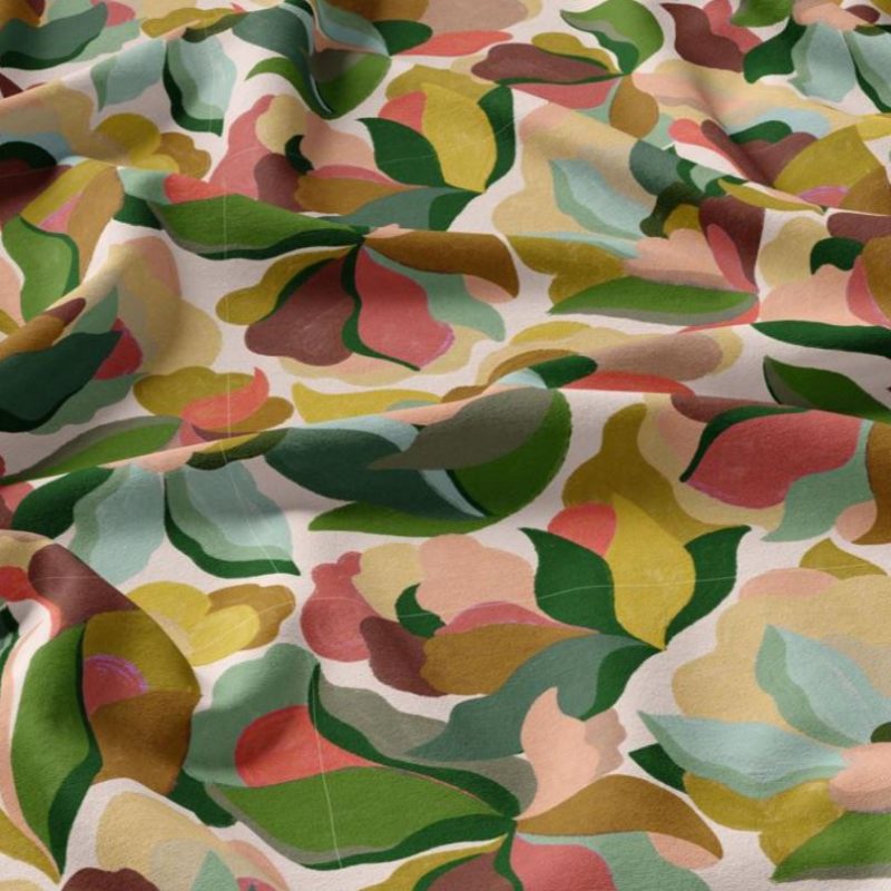 Viscose rose à fleurs multicolores