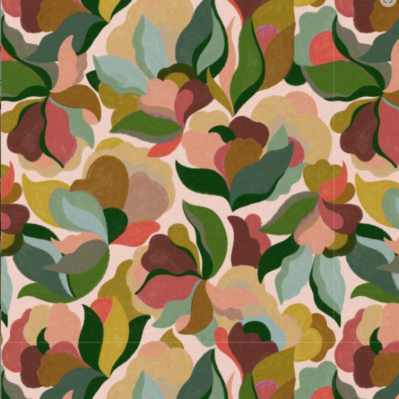 Viscose rose à fleurs multicolores