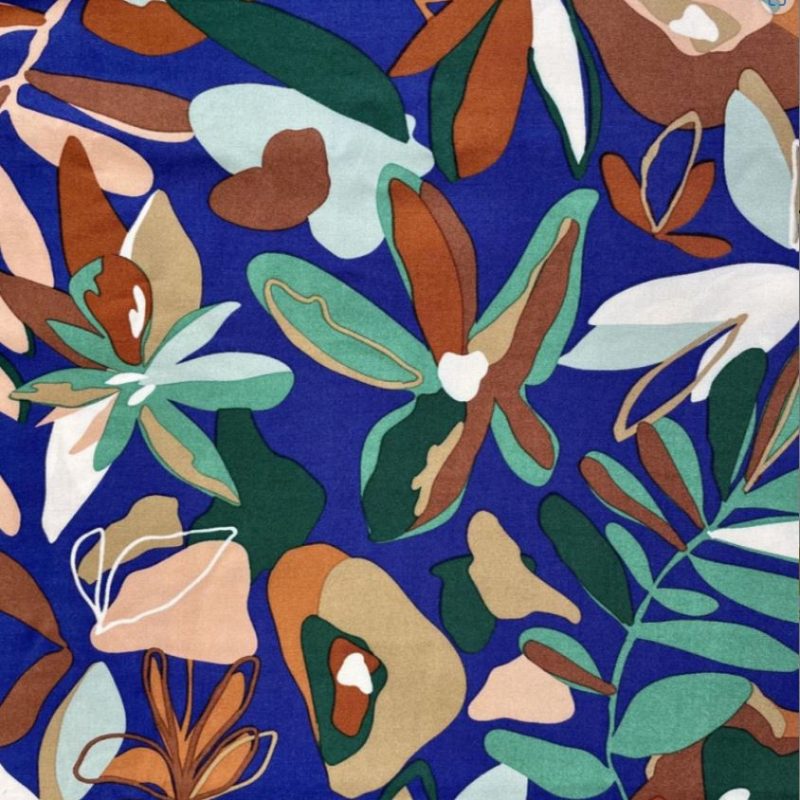 Viscose bleue à grandes fleurs