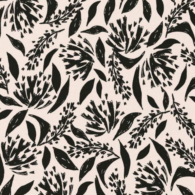 Viscose blanche à fleurs noires