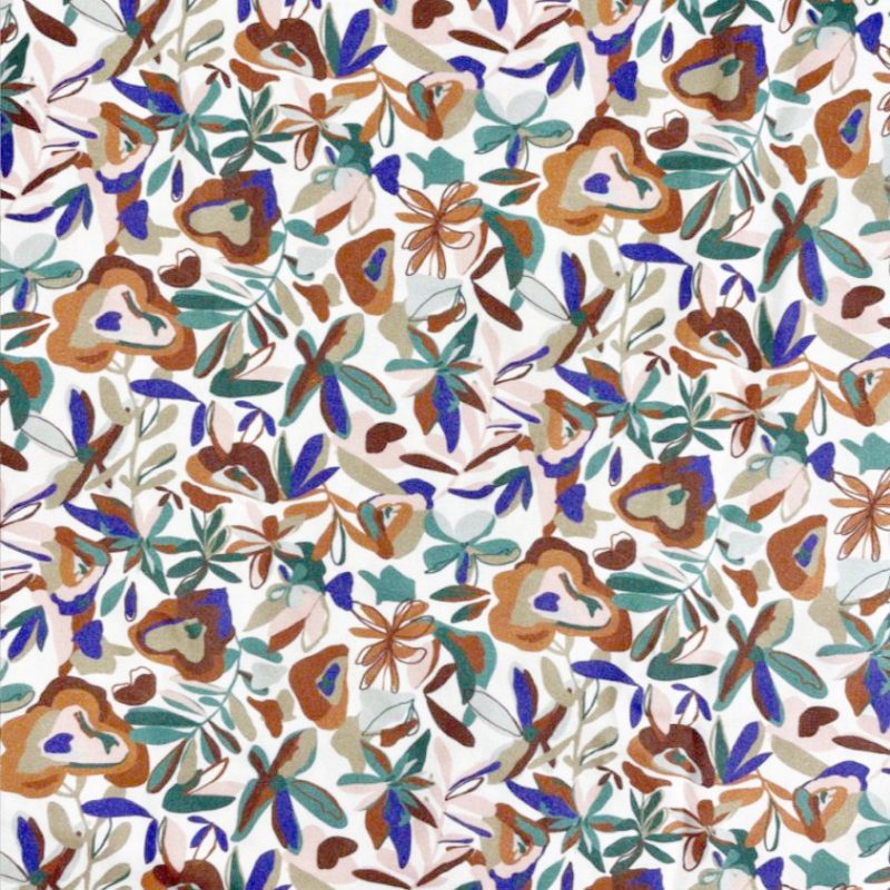 Viscose blanche à grandes fleurs