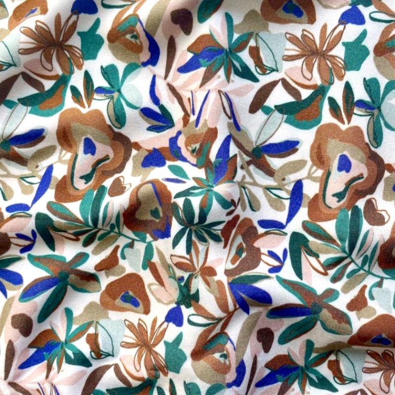 Viscose blanche à grandes fleurs