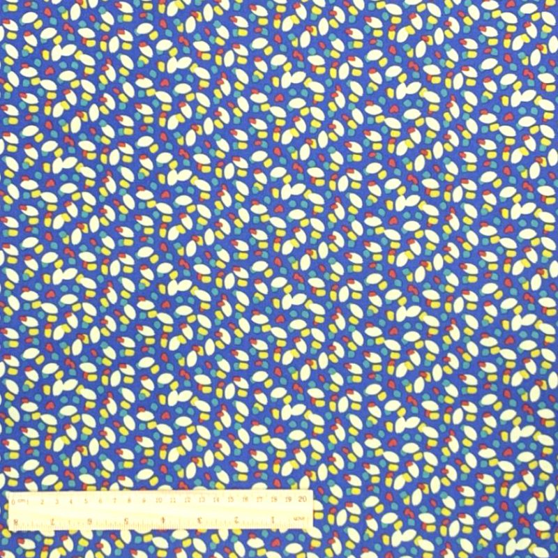 Viscose bleue à motif abstrait pois