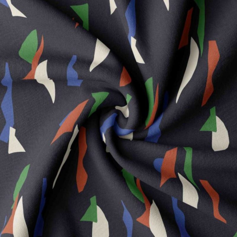 Viscose noire motif géométrique