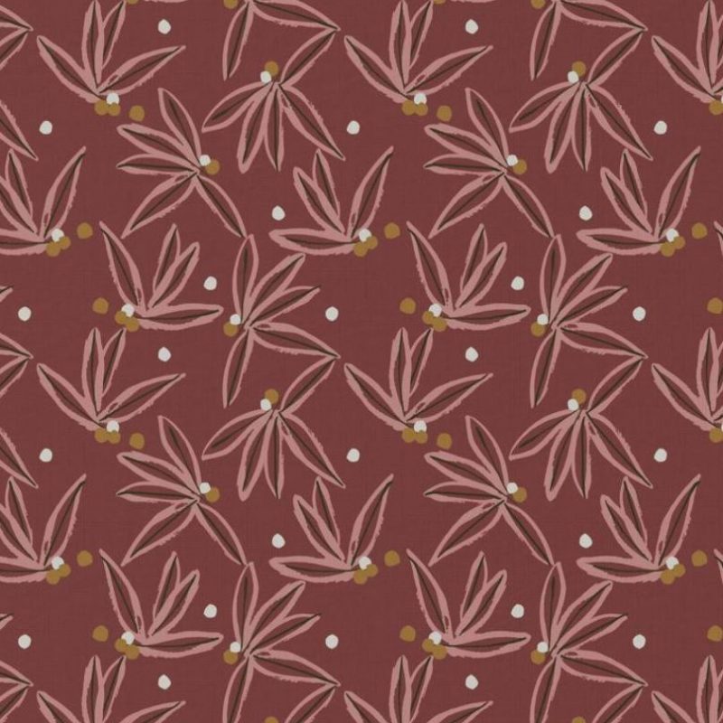 Viscose bordeau vintage motif floral rose