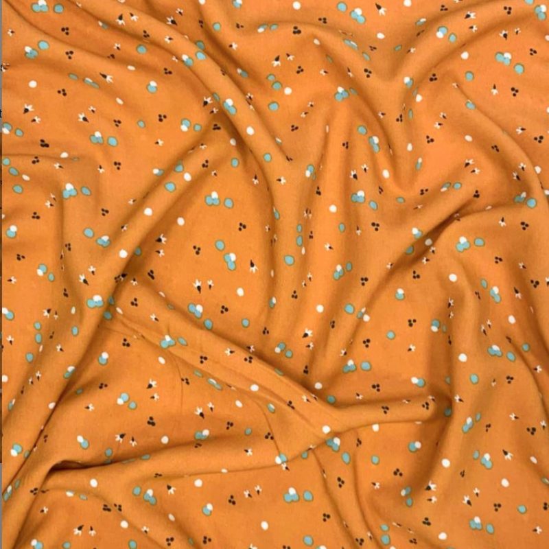 Viscose cognac avec des pois menthe et blancs