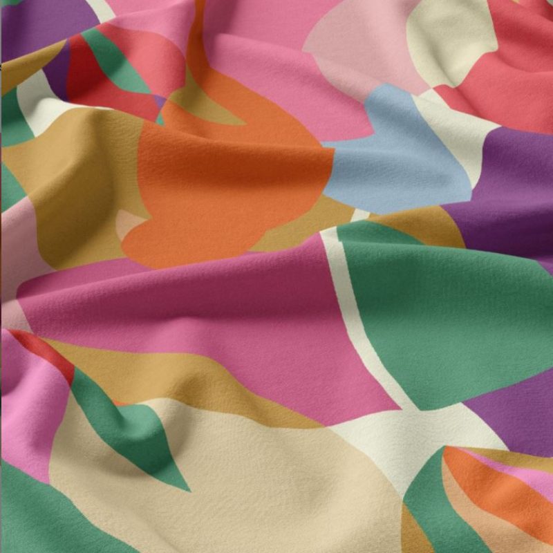 Viscose imprimé graphique multicolore