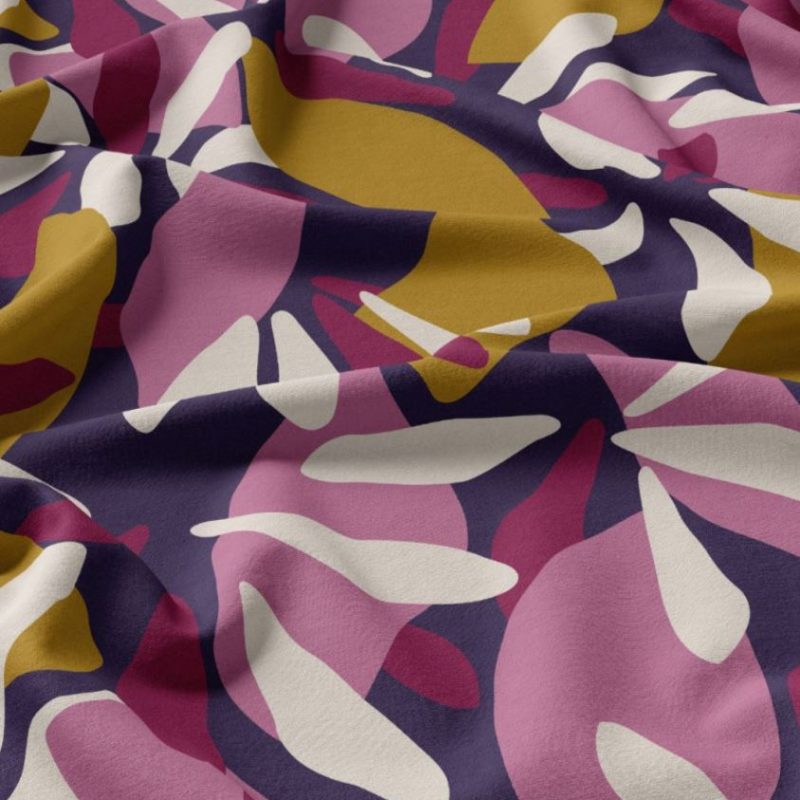 Viscose imprimé à fleurs bleus et roses