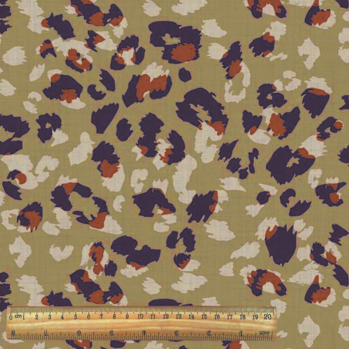 Viscose léopard olive et rouille