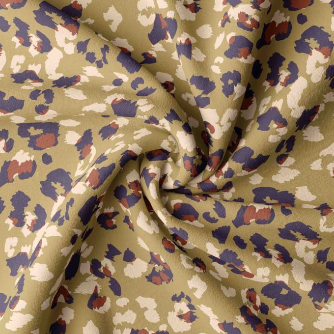 Viscose léopard olive et rouille