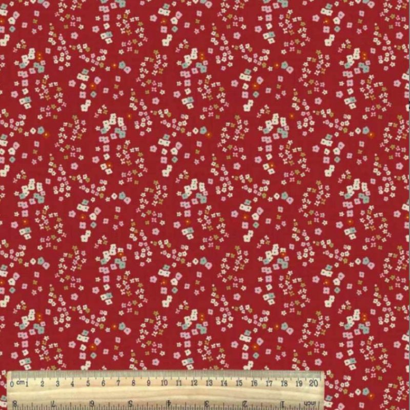 Viscose rouge à petites fleurs
