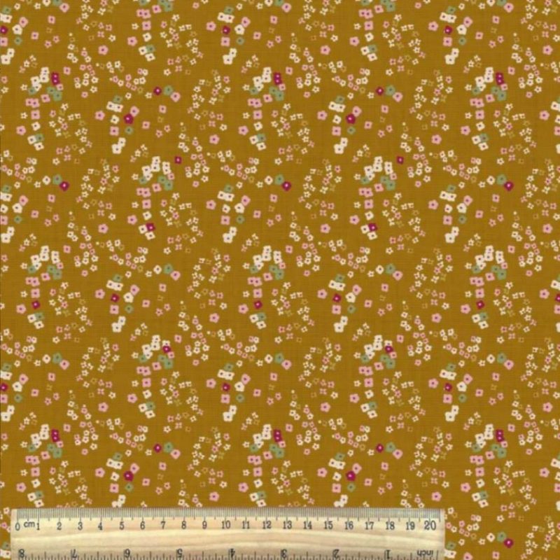 Viscose camel à petites fleurs