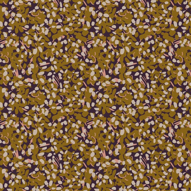 Viscose motif abstrait ocre et blanc