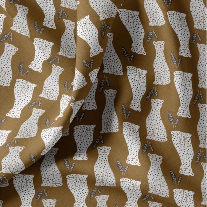 Cretonne motif léopards havane