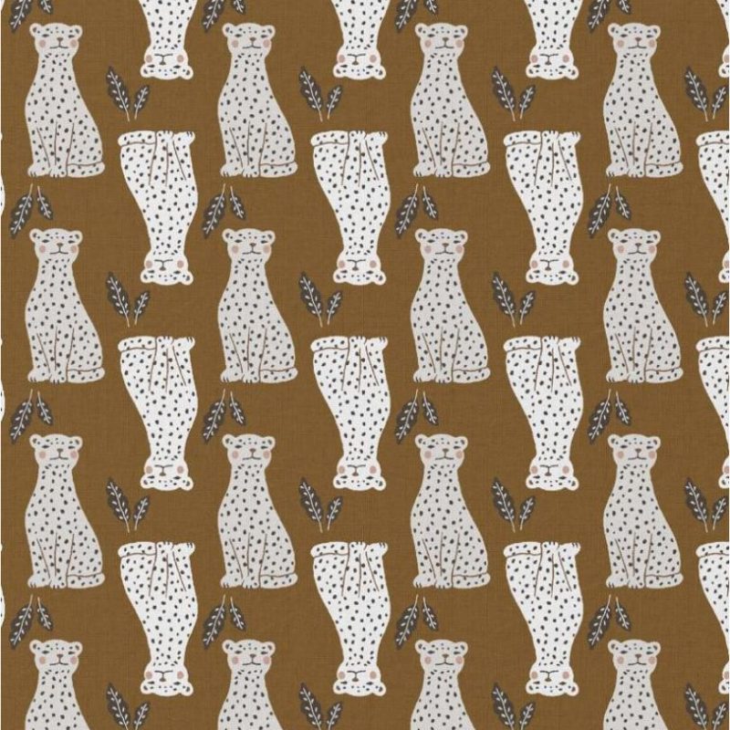 Cretonne motif léopards havane