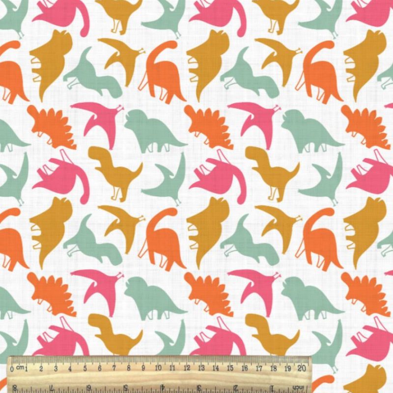 Cretonne dinosaures vifs