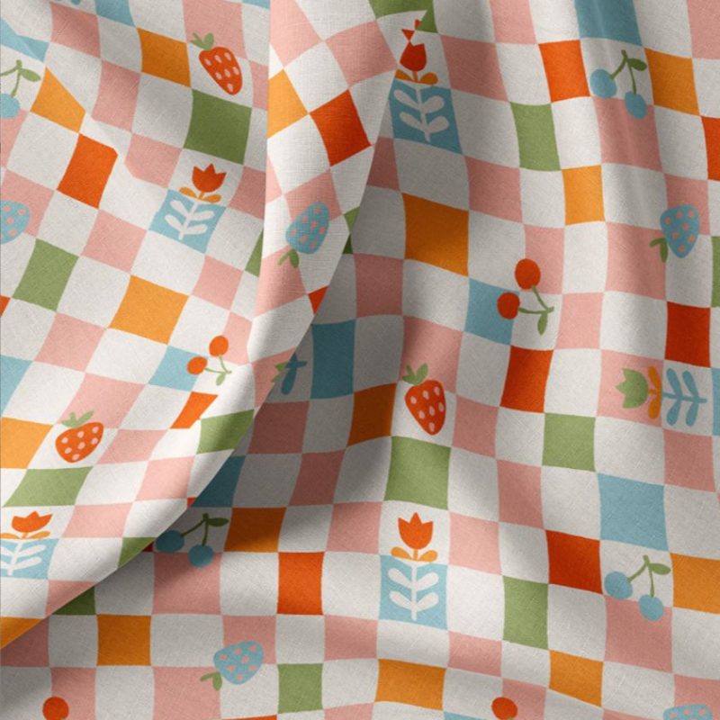 Cretonne carreaux multicolores