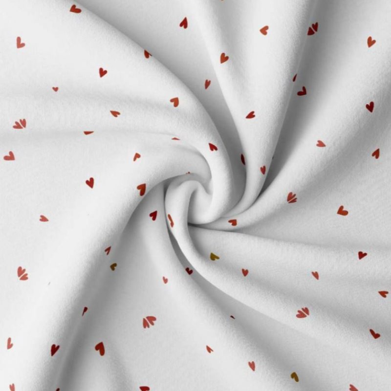 Cretonne blanche imprimé cœurs