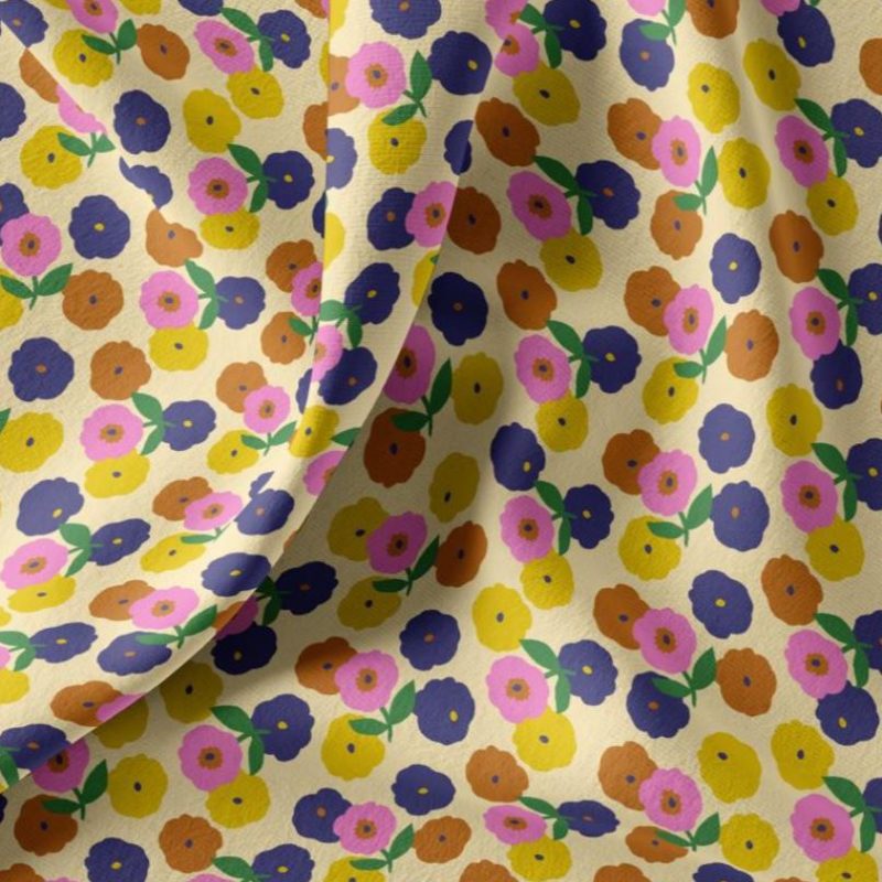 Jersey imprimé Pinchi jaune à fleurs