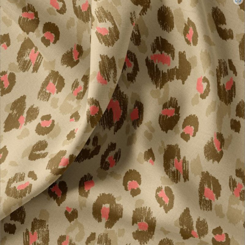 Cretonne léopard rose beige