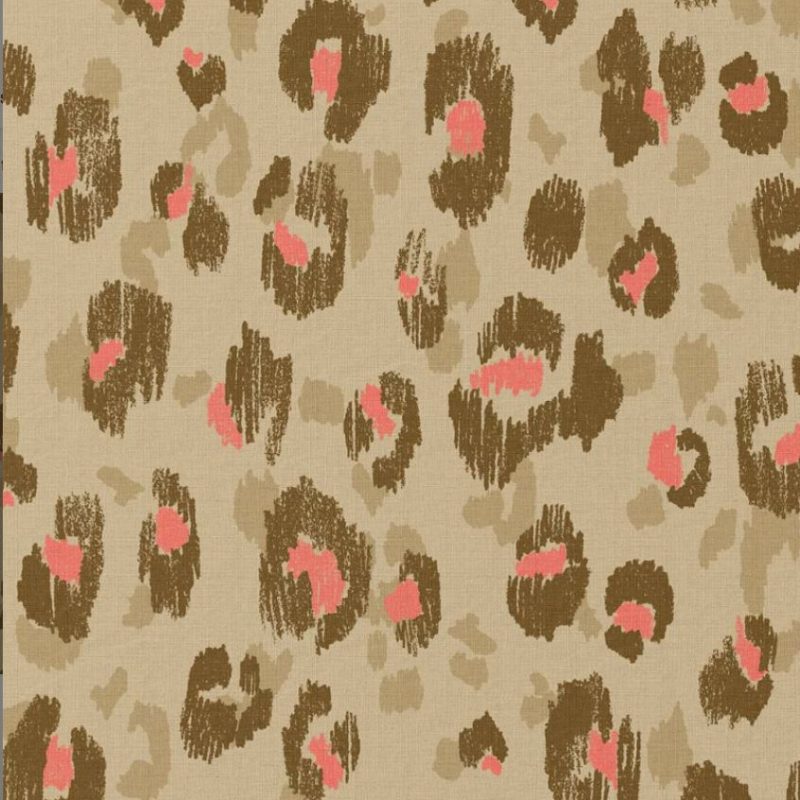 Cretonne léopard rose beige