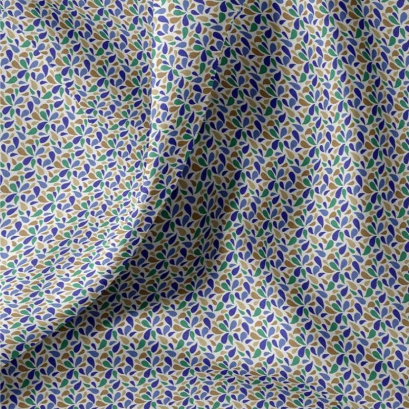 Cretonne motif pétales bleu vert
