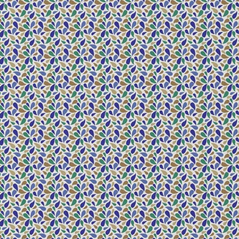 Cretonne motif pétales bleu vert