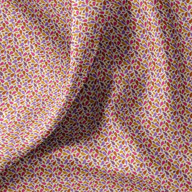 Cretonne motif pétales rose violet