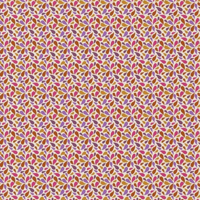 Cretonne motif pétales rose violet