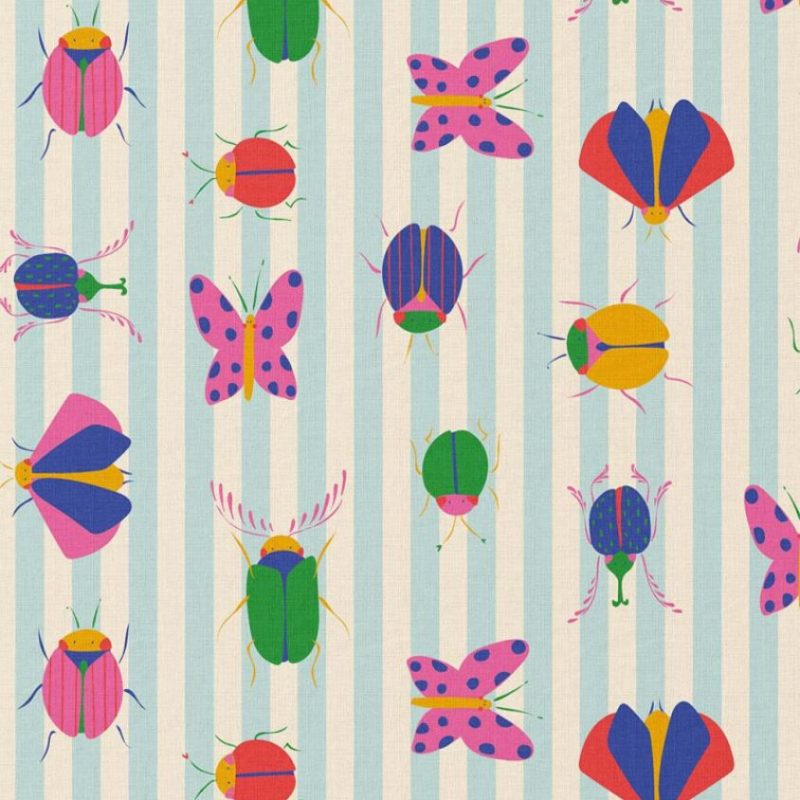 Cretonne imprimé insectes multicolores