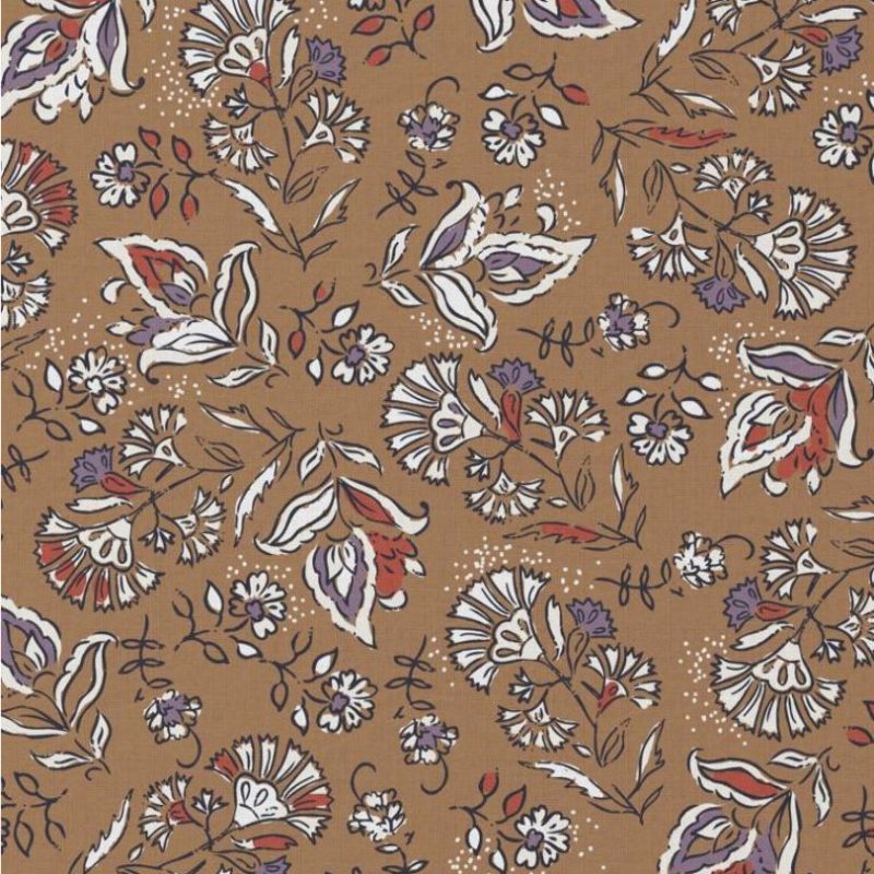 Cretonne style indien marron