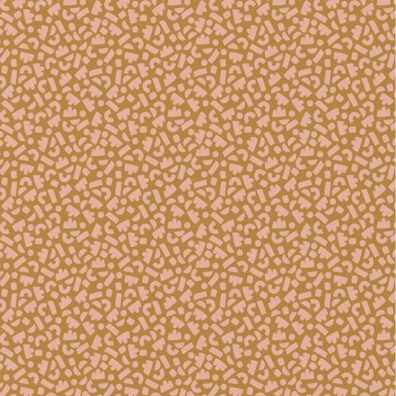 Cretonne formes sur fond ocre