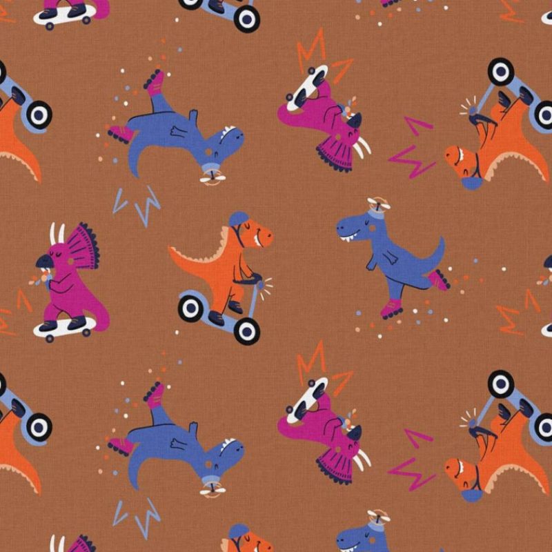 Cretonne dinos à rollers