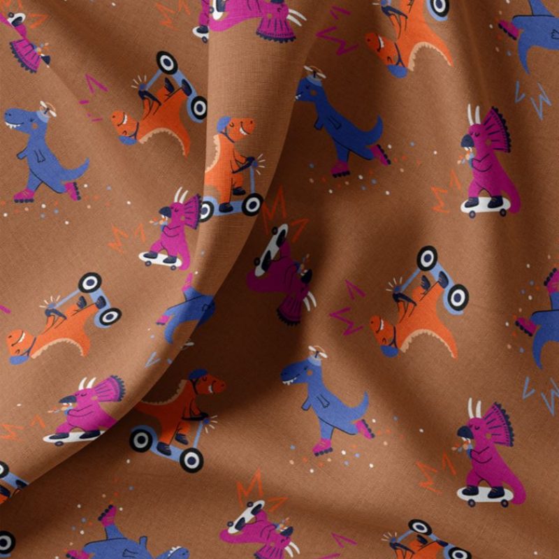 Cretonne dinos à rollers