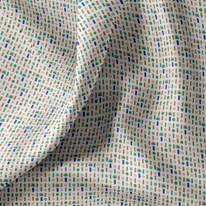 Cretonne Motif Géométrique Bleu