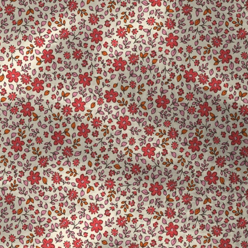 Double Gaze Fleurs D&rsquo;été Rouges