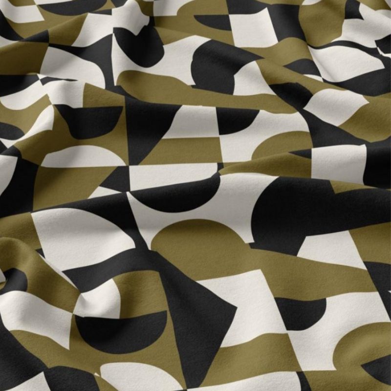 Viscose motif géométrique noir kaki