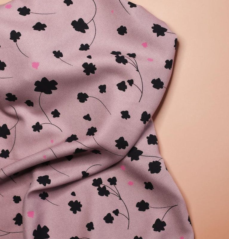 Crêpe de viscose à motif Florette lila