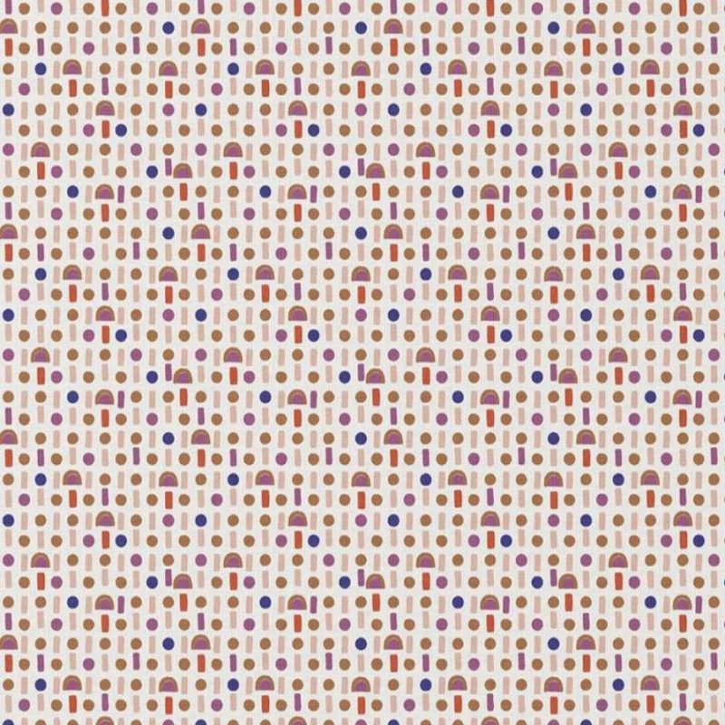 Cretonne Motif Géométrique Rouge