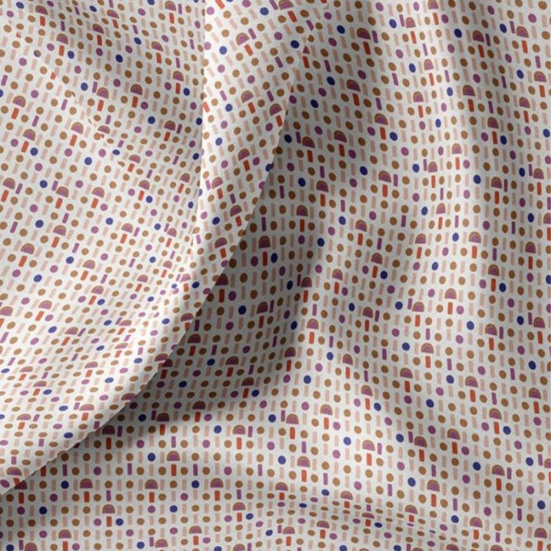Cretonne Motif Géométrique Rouge